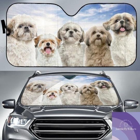Shih Tzu Car Sun Shade, Shih Tzu Face Car Shade, Shih Tzu Car Windshield, Dog Auto Sunshade, Car Windshield Cover, Car Screen Decor