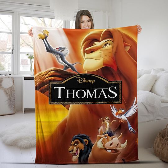 Personalized Disney The Lion King Blanket, Custom Mufasa Simba Timon Pumbaa Blanket