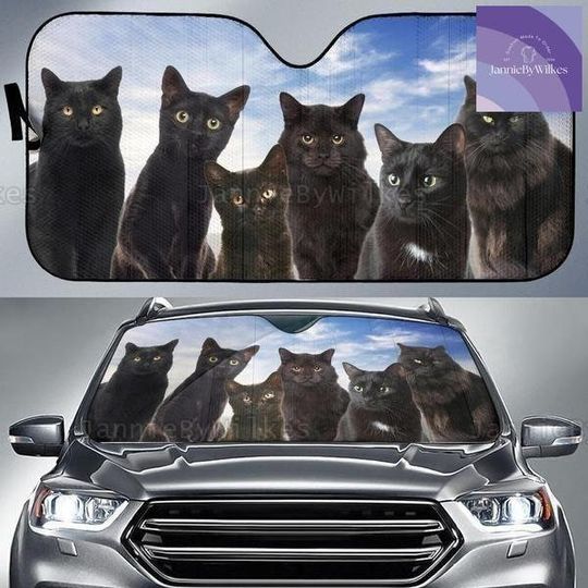 Discover Black Cat Car Sunshade, Cat Auto Sunshade, Black Cat Car Windshield, Car Windshield Cover, Sun Visor Car, Black Cat Car Decoration
