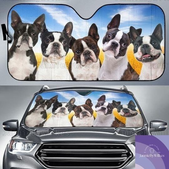Boston Terrier Car Sunshade, Boston Terrier SunShade, Dog Car Windshield, Car Windshield Cover, Car Screen Decor, Gift For Him