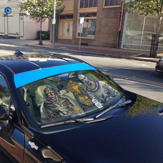 Discover Horror Mummy Car Sunshade | Halloween Car Sun Shade | Scary Mummy Car Decor | Car Accessories | Halloween Decor | Spooky Car Windshield