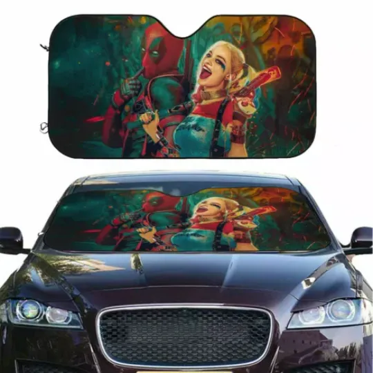 Deadpool Harley Quinn Car Sun Shade SUV Reflective Visor Windshield Block UV Ray