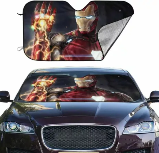 Iron Man Foldable Car Sun Shade Pickup Reflective Visor Windshield Block UV Ray