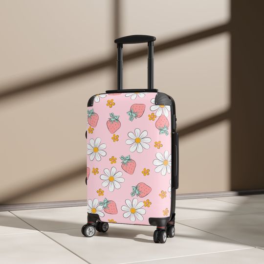 Discover Strawberry Suitcase - Cute Stand Out Design with Built-In Lock 360-Degree Swivel Wheels - Perfect for Vacation and Kids