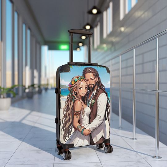 Discover Boho Traveling Suitcase for Honeymoon Wedding Boho Couple Suitcase Cartoon Anime Travel Bag for Couples Personalized Travel Bags for Couple