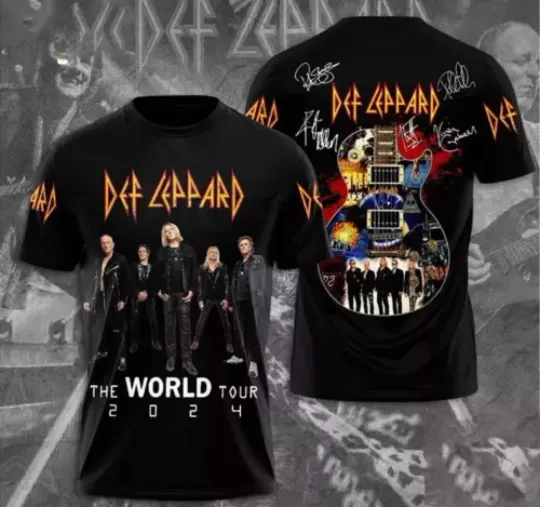BEST SALE!!! Def Leppard The World Tour 2024 3d Shirt All Over Print T Shirt