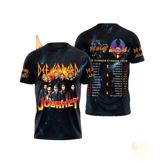 2024 Def Leppard And Journey Summer Stadium Tour 3D Unisex TShirt For Men Women
