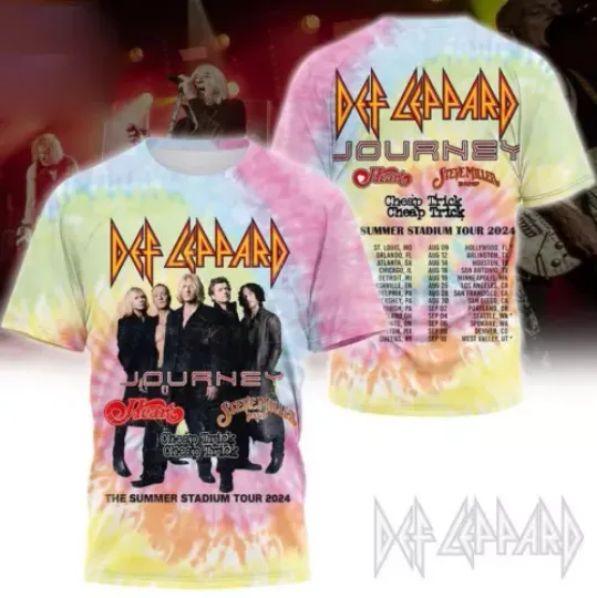 Def Leppard Journey The Summer Stadium Tour 2024 3D T-Shirt For Men Women