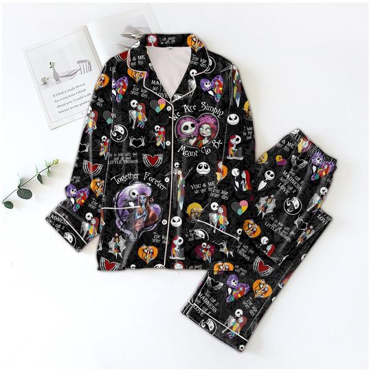 Discover Christmas Nightmare Before Christmas Pajamas Set, Jack Skellington Pajamas Set, Jack And Sally Pajamas, Disney Movie Matching Pajamas