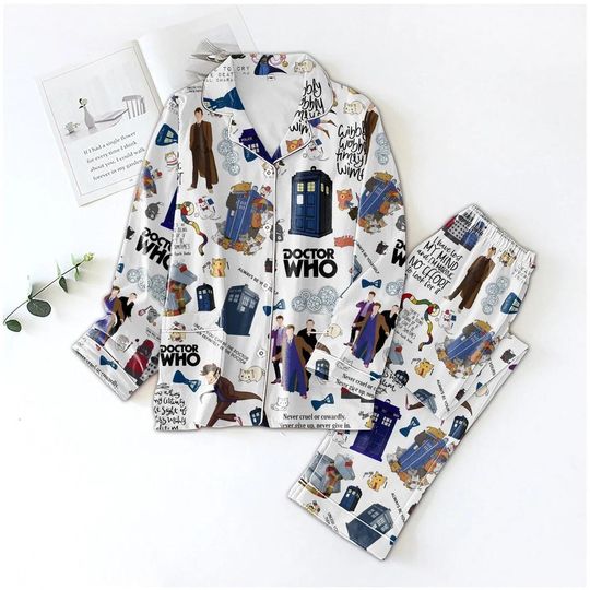 Christmas Doctor Who Pajamas Set, Tardis Doctor Who Pajamas, TV Movie Pajamas For Party, Police Box Dr Who Shirt, Dr Who Pajamas Family