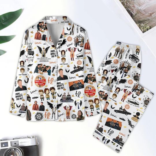 Christmas Supernatural Pajamas Set, Winchester Brother Matching Pajamas Family, TV Series Xmas Pajamas, Sam And Dean Holiday Pajamas