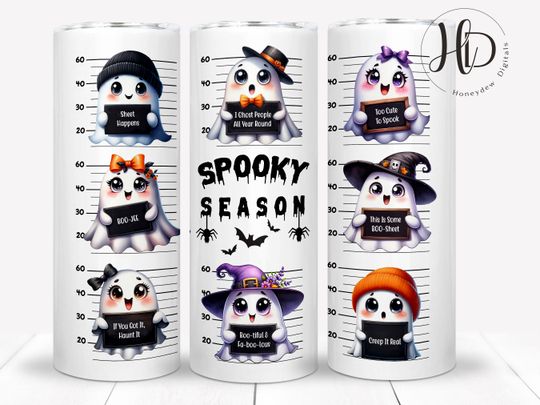 Discover Funny Ghost 20 oz Skinny Tumbler Wrap, Halloween Ghost Sublimation, Spooky Season, Halloween Tumbler, Sarcastic, Mugshot