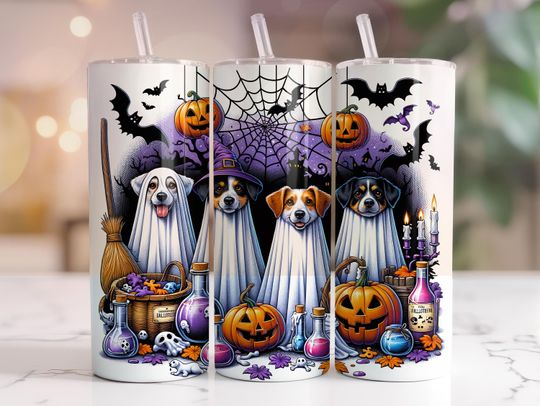 Discover Halloween Dogs Tumbler Wrap, Halloween 20oz Tumbler Sublimation Design, Dog Tumbler Wrap, Halloween Tumbler Wrap, Funny