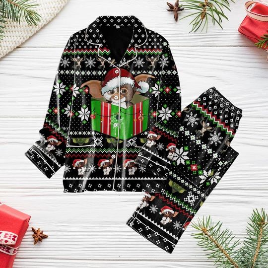Gremlins Holiday Pajamas Set, Gremlins Gizmo Christmas Pajamas Set, Gremlins Christmas Pants, Gizmo Pajamas Women, Gift For Him