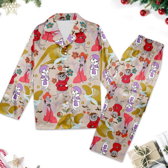 Discover The Rescuers Pajamas, Cute The Rescuers Characters Button Down Shirt, Cartoon Pajamas Gift For Women, Magic Kingdom Trip T-Shirt