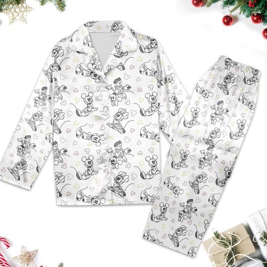 Mickey Mouse Pajamas Set Women, Mickey Mouse Shirt, Animated Mouse Women Shirt, Cartoon Button Up Shirt, Magic Kingdom T-Shirt