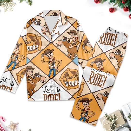 Woody Toy Story Pajamas, Toy Story Pajamas Set, Woody Cowboy Button Up Shirt, Cartoon Shirt For Women, Magic Kingdom Trip Tee
