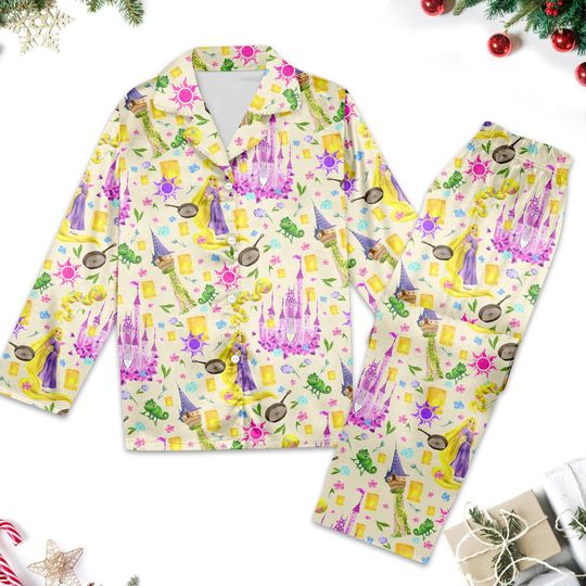 Rapunzel Princess Pajamas, Tangled Pajamas Women Shirt, Princess Family Pajamas, Magic Kingdom Shirt, Summer Trip Cartoon Characters Gift
