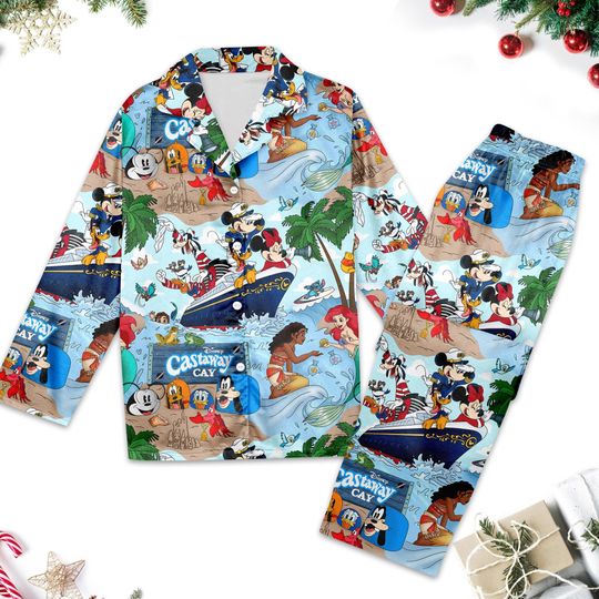 Discover Mickey Mouse Cruise Trip Pajamas, Mickey Mouse Pajamas Set, Cartoon Women Pajamas, Magic Kingdom Tee, Summer Family Vacation Gift