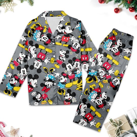 Discover Mickey Mouse Pajamas, Animated Mouse Women Pajamas Shirt, Minnie Mouse Shirt, Cartoon Pajamas Set, Magic Kingdom Gift