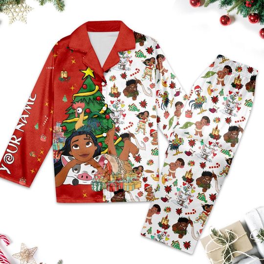 Custom Moana Pajamas, Moana Christmas Pajama Set Women, Moana Princess Family Matching Shirt, Xmas Party Gift, Magic Kingdom Tee
