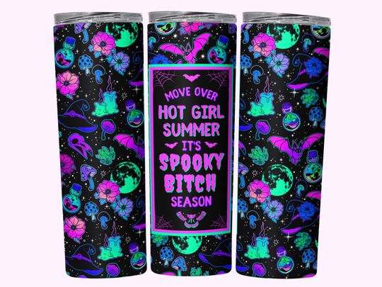 Discover Spooky Season Funny Tumbler Wrap  ,  20oz Skinny Tumbler Sublimation  , Straight & Tapered Halloween Girl Tumbler