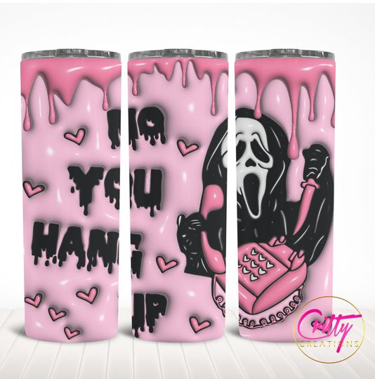3D Inflated Horror No You Hang Up 20 oz Tumbler Design Template for Sublimation, 3D Halloween Tumbler Wrap