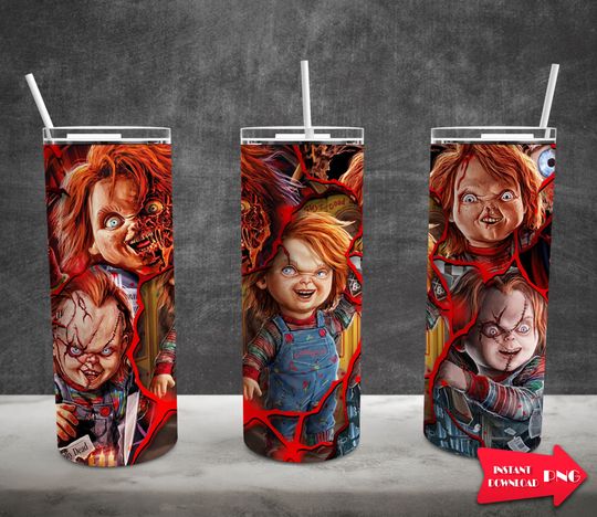 Discover Horror Movies 20 Oz Skinny Tumbler Sublimation Design, Halloween Tumbler Straight And Tapered Wrap