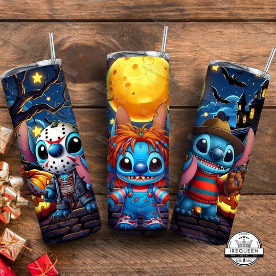 Discover Halloween Cartoon Horror Movie 20oz Tumbler Wrap Design, Cartoon Halloween Skinny Tumbler, Trick or Treat 20oz Tumbler