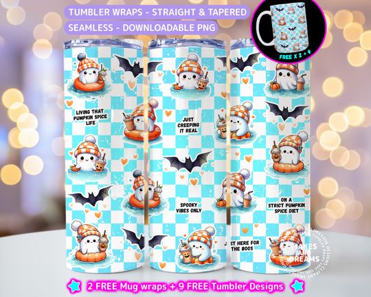 Discover Cute Ghost Tumbler Wrap, Retro Halloween Tumbler Wrap  Halloween 20oz Skinny Tumbler Sublimation Design Tumbler