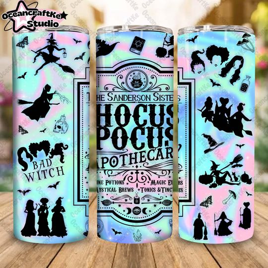 Discover Witches Sisters Movie 20 oz Skinny Tumbler Wrap Sublimation Design, Hot Character Halloween 20 oz Skinny Tumbler Wrap