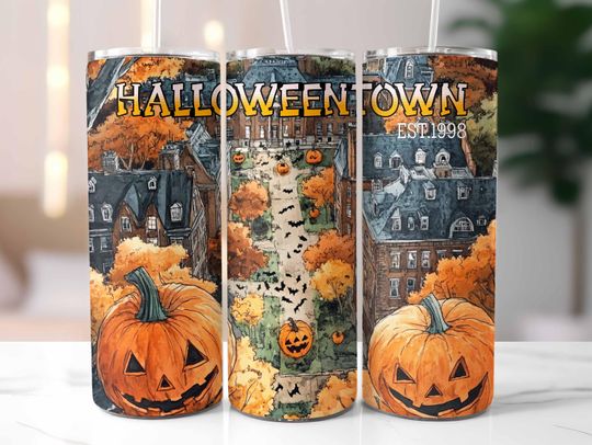 Discover Halloweentown Tumbler Wrap, Halloween Town Tumbler, 20 oz Skinny Tumbler, Halloweentown Est. 1998 Sublimation Design