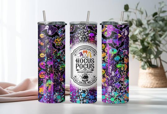 Sanderson Sisters Skinny Tumbler, Halloween Gift Tumbler, Hocus Pocus Skinny Tumbler, 20oz Stainless Steel Slim Tumbler, Halloween Keepsake