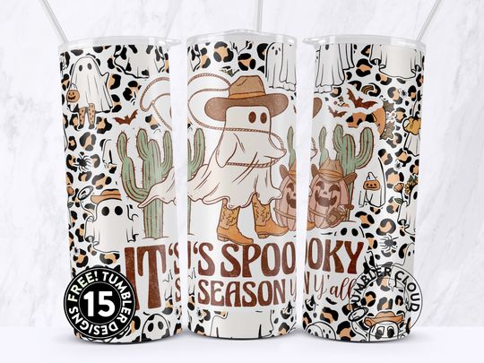 Discover Spooky Season  , Halloween Sublimation Tumbler, 20oz Skinny Tumbler Wrap, halloween pattern, Spooky Sublimation Tumbler  , Fall season