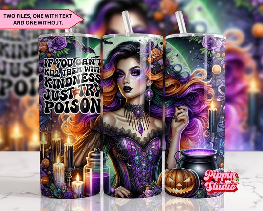 Discover Witchy Halloween Tumbler Wrap, Funny Tumbler, 20 oz Skinny Sublimation Tumbler Design, Witch Cauldron Magic Potion Sublimation Design