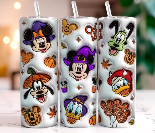 Discover 3D Inflated Autumn Fall Tumbler Wrap, 20 oz Skinny Tumbler Designs, Puffy Mouse Halloween Tumbler