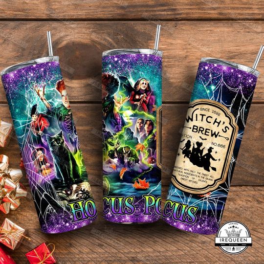 Discover Witches Movie 20 oz Skinny Tumbler Wrap Sublimation Design, Hot trend Halloween 20 oz Skinny Tumbler Wrap