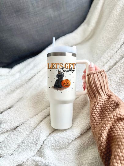 Discover Halloween 40oz Tumbler with handle, 40 oz white tumbler, Gifts for her, Halloween tumbler, Halloween coffee cup, Stanley dupe, gifts for mom