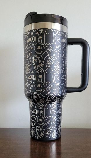 Discover Halloween, ghosts, spiders, Boo   40oz Double Wall Insulated Tumbler with Handles