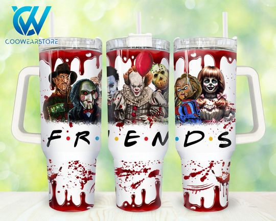 Movies Characters 40oz Tumbler Wrap  , Horror Characters 2 pieces 40 oz Tumbler  , Horror Halloween Tumbler 40oz  Sublimation Designs