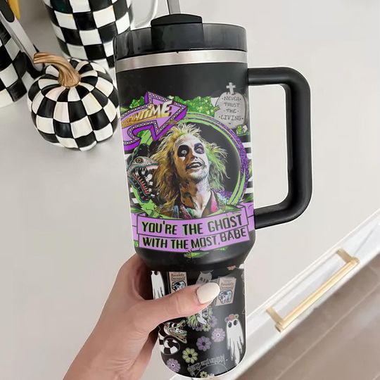 Discover Ghost Halloween Tumbler 40oz With Handle, Horror Character Tumbler 40Oz, Scary Movies Tumbler, Stainless Steel Tumbler, Insulated Tumbler