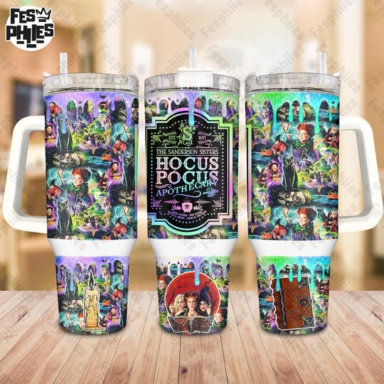 Halloween Horror Movie 40oz Quencher Tumbler  Design, Sanderson Sisters Witches 40 oz Coffee Tumbler Wrap