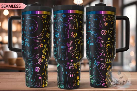 Discover Floral Ghosts Halloween Spooky Design for 40oz Tumbler , Seamless Design