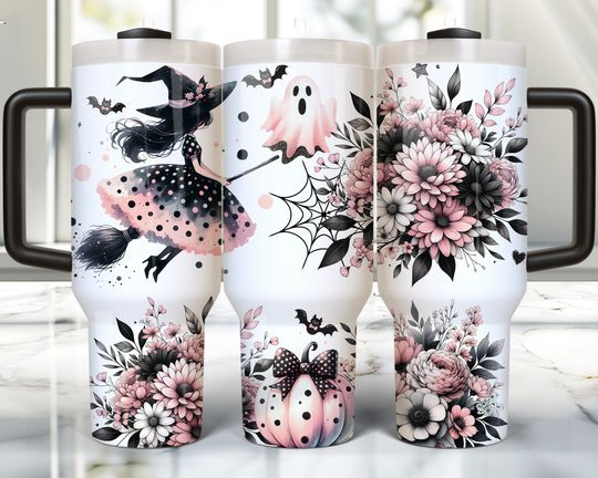 40oz Halloween Tumbler Wrap, 40oz Sublimation Design Download, Halloween Witch 40oz Tumbler  , 40oz Coquette Tumbler Sublimation 40oz Wrap