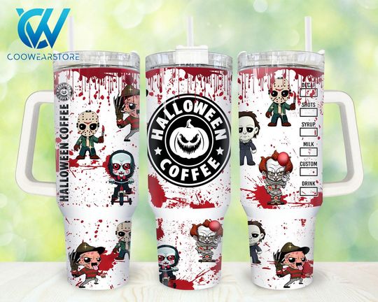 Discover Movies Characters 40oz Tumbler Wrap  , Horror Characters 2 pieces 40 oz Tumbler  , Horror Halloween Tumbler 40oz  Sublimation Designs