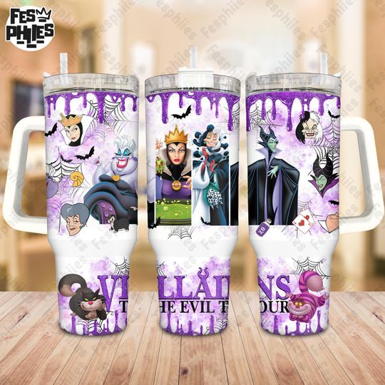Discover Witch Villains Tumbler With Handle Wrap  , Scary Evil Queen Halloween 40oz Tumbler Sublimation Design, Halloween Tumbler 40Oz