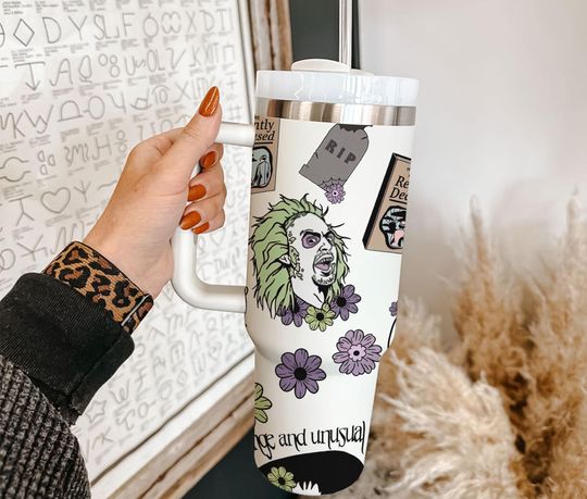 Discover Green Ghost Halloween Tumbler 40oz With Handle, Horror Characters Tumbler, Scary Movie Tumbler, Stainless Steel Tumbler, Insulated Tumbler