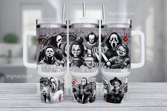 Discover Horror Halloween 40oz tumbler wrap, Horror movie characters 40oz tumbler  , Horror Killer friends movie, 40 oz tumbler sublimation design