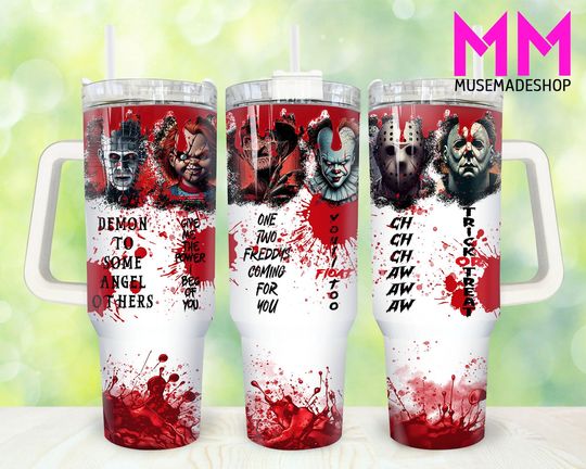 Discover Horror Movies 40oz Tumbler  , Halloween Tumbler 40oz  , Halloween Horror 40oz Tumbler Wrap, Horror Characters 40oz Quencher Tumbler