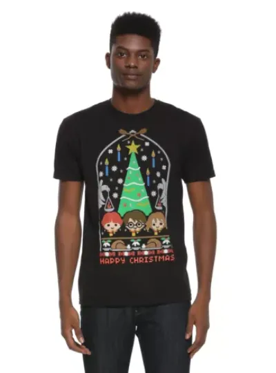 Harry Potter Pixelated Happy Christmas T-Shirt